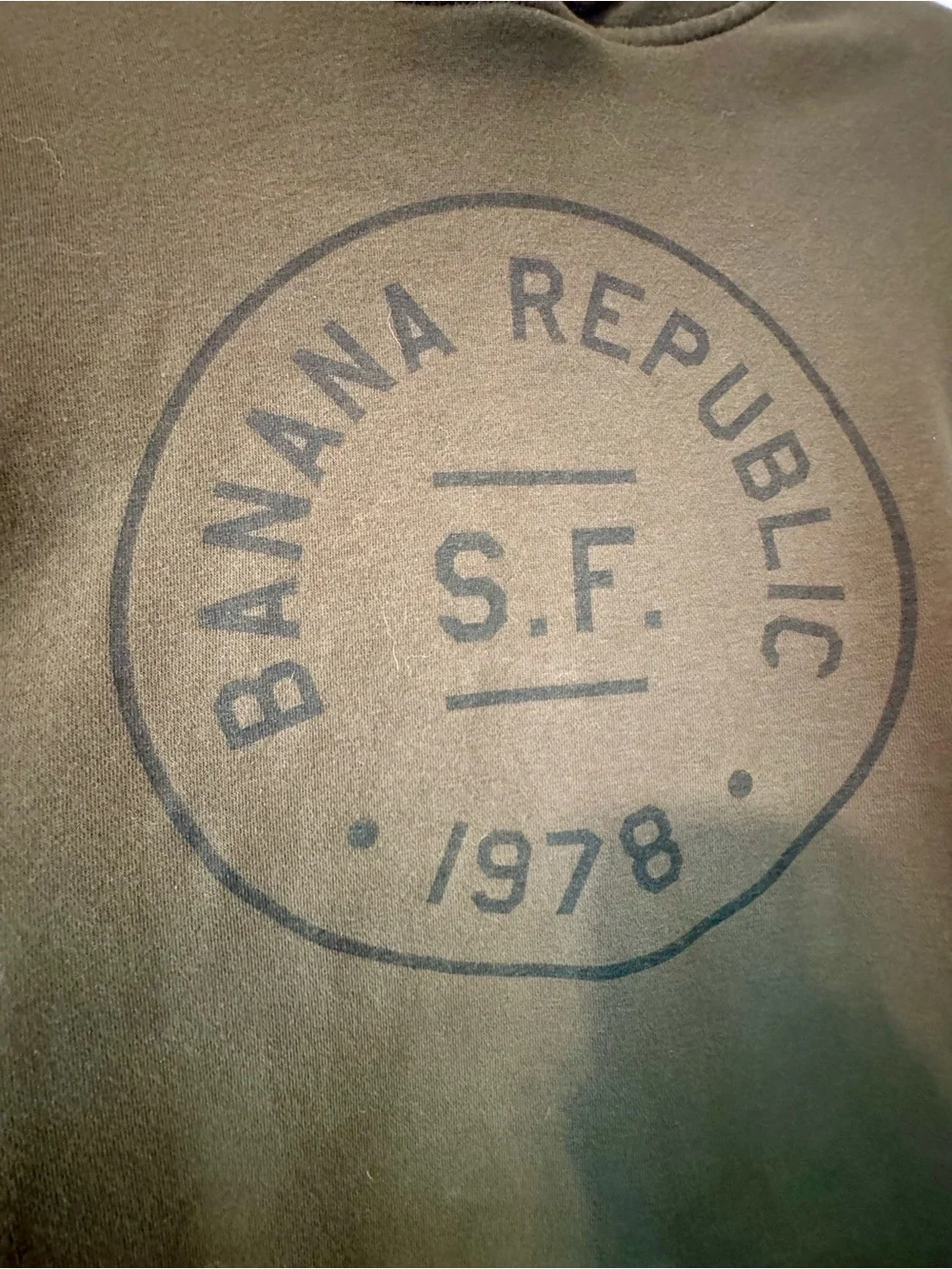 Banana Republic Dark Olive Hooded Logo Sweatshirt